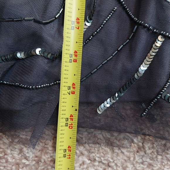 Adrianna Papell Scalloped Beaded Sheer‎ Sleeve Maxi Gown Size 10 - Picture 9 of 10